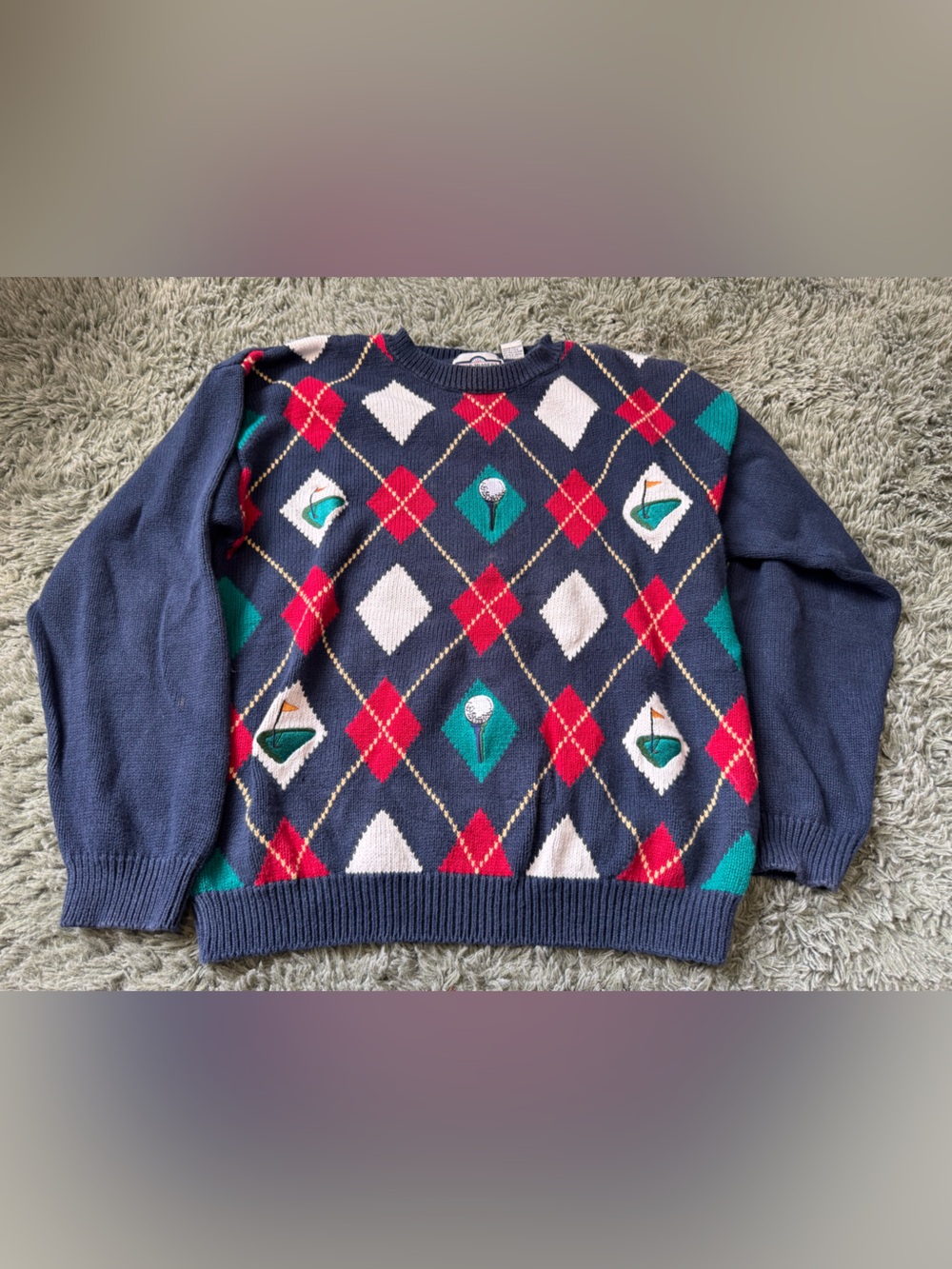 90s Gulf traders argyle crewneck golf sweater